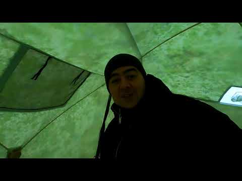 Видео: Палатка СТЭК Куб дубль с дизельным отопителем в мороз