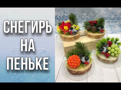Видео: Зимние композиции со снегирями/Снегирь на пеньке/Мыловарение/Soap/Ароматик
