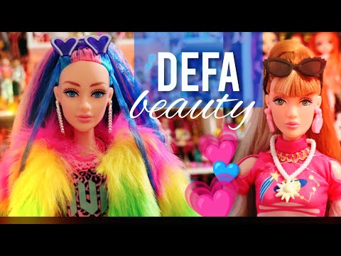 Видео: Defa lucy Beauty 💙 кукла в радужной шубе и розовой блузке, обзор распаковка, типа Barbie Extra
