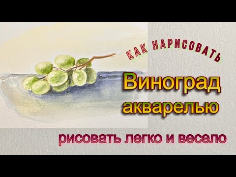 Видео: Кисть Винограда. Как нарисовать акварелью . Первые шаги в акварели