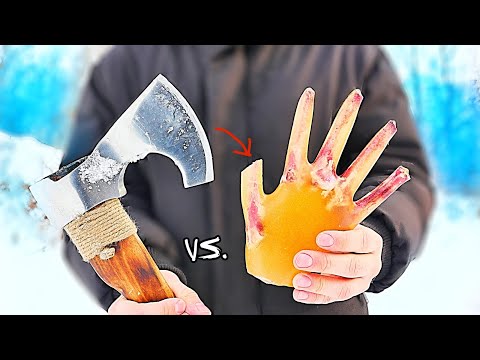 Видео: ТОПОР vs. РУКА! Чем опасен инструмент?!