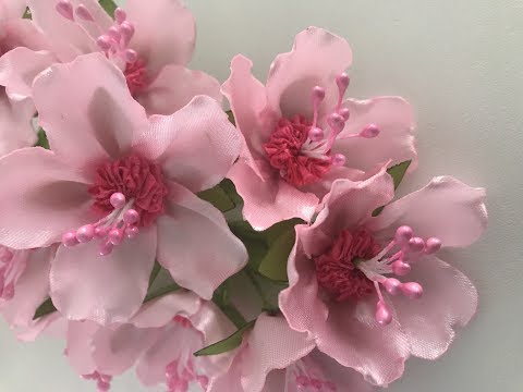 Видео: Веточка сакуры 🌸🌸🌸 Sakura. Satin flowers. פרחי סרט סאטן 🌺. Flores de cinta
