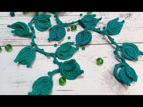 Видео: Листик вязаный крючком # 11 МК ирландское кружево irish lace crochet