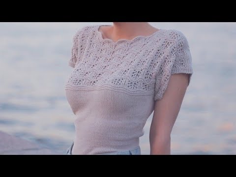 Видео: Кофточка "Каменный Цветок" с ажурной кокеткой. Мастер-класс по вязанию спицами.