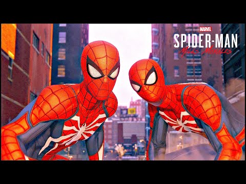 Видео: Спудермен и Питер Паркер против Рино - Marvel's Spider-Man Майлз Моралес (глюк Питера Паркера)