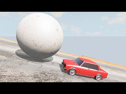 Видео: ГИГАНТСКИЙ БЕТОННЫЙ ШАР против МАШИН - BeamNG Drive аварии.