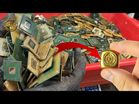 Видео: Восстановление золота из 13 кг процессоров CPU _ Полный процесс восстановления золота