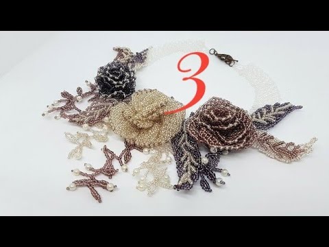 Видео: Necklace/Beaded necklace/DIY necklace/Beaded/Колье из бисера Розы/beaded rose necklace 3