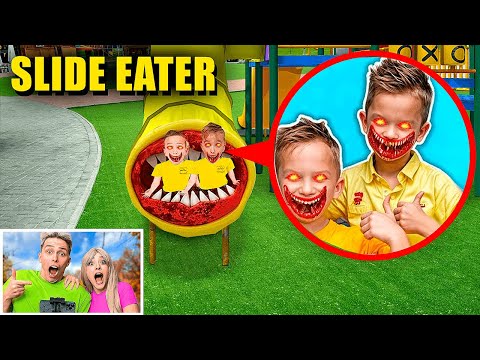 Видео: мой дрон снял, как SLIDE EATER съел ВЛАД и НИКИ!