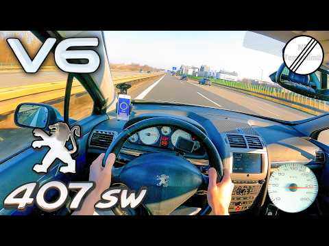 Видео: 2005 Peugeot 407 SW V6 210 Максимальная скорость Немецкий автобан POV