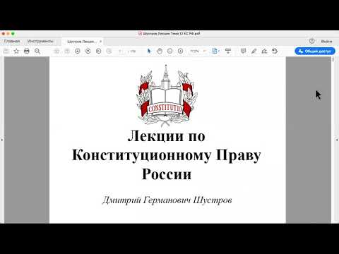 Видео: Шустров Д.Г. Лекции по конституционному праву РФ № 33 (заключит) Конституционный Суд РФ (окончание)