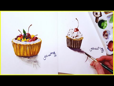 Видео: 🎨Рисуем пирожные гуашью! Запись трансляции!