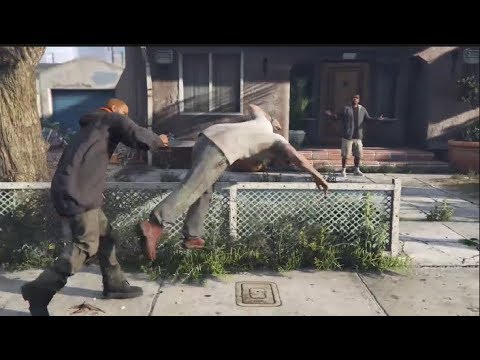 Видео: Какой-то парень продолжает бить Тревора во время заставки: GTA V
