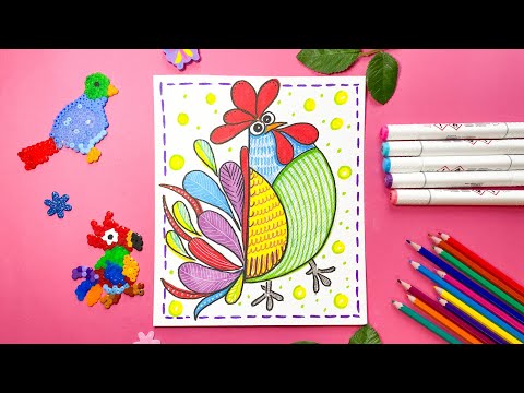 Видео: Петух рисунок
