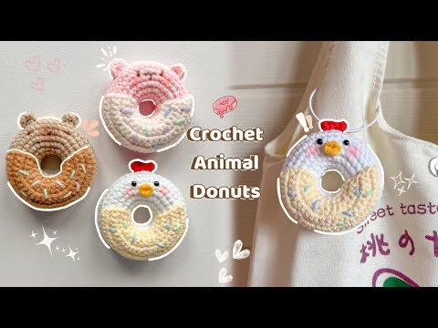 Видео: Как связать крючком милые пончики в виде животных | Простые брелоки и подвески | Бесплатное руков...