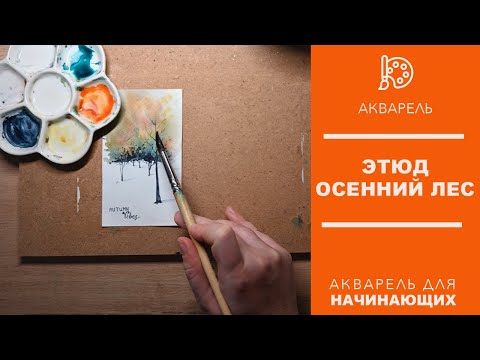Видео: ОСЕННИЙ ЭТЮД АКВАРЕЛЬЮ ЗА 10 МИНУТ -  АКВАРЕЛЬ ДЛЯ НАЧИНАЮЩИХ