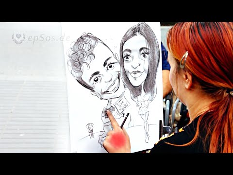 Видео: рисунок забавных портретов для влюбленных пар.