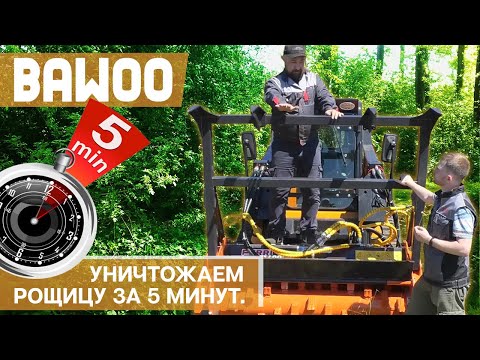 Видео: Гусеничный мини погрузчик Bawoo BTL350 + мульчер Ferri | полный обзор техники в работе