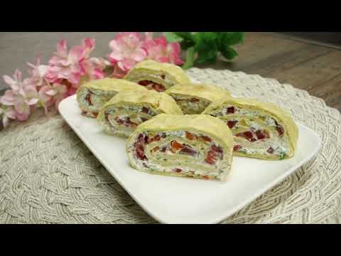 Видео: Нежный КАБАЧКОВЫЙ РУЛЕТ с сыром "Филадельфия".