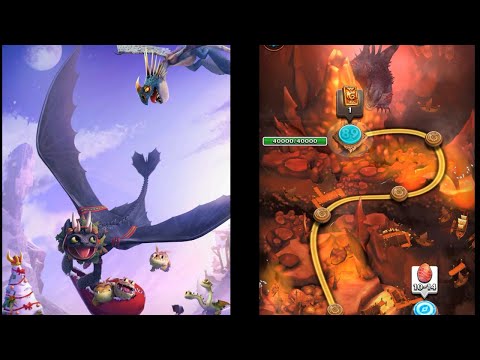 Видео: Как приручить дракона? Мои драконы проходят миссию "Извержение бесплодных земель"!