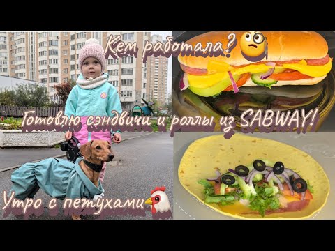 Видео: Утро с петухами 🐔/Где училась, кем работала? 🧐/Готовлю сэндвичи и роллы из SABWAY!!! 🥪🌮