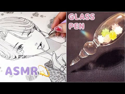 Видео: Нарисуйте монохромную иллюстрацию стеклянной ручкой konpeito🌟ASMR