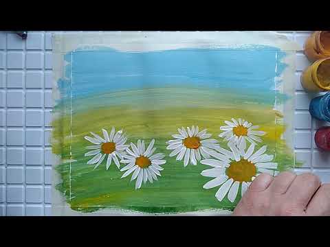 Видео: Рисуем летний день. Луг, ромашки, стрекозы...