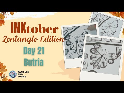Видео: День 21 Inktober | Как рисовать бутрии | Урок по расслабляющей технике зентангл «бабочка»