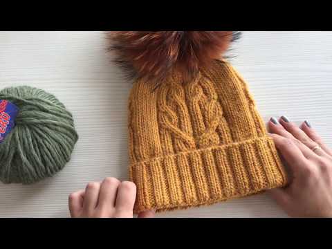 Видео: ШАПКА с узором "НАКЛОНЕННЫЙ РОСТОК" НОРЫ ГОАН