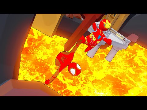 Видео: ПОЛ ЭТО ЛАВА СПАСИ КАМЕНЬ HUMAN FALL FLAT пластилиновые герои Володя Человек Паук и Железный Человек