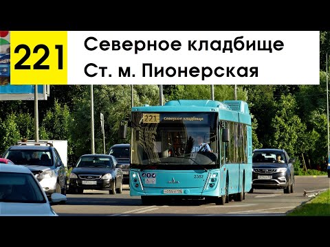 Видео: Автобус 221 "Ст. м. "Пионерская" - Северное кладбище"