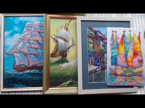 Видео: Море, лодки, корабли. Вышивка бисером и крестом. Мои готовые работы.