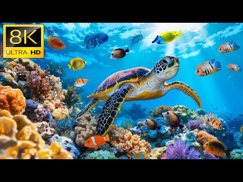 Видео: Лучший океан в 8K для релаксации 🐠 Морские животные под успокаивающую музыку — редкие и красочные