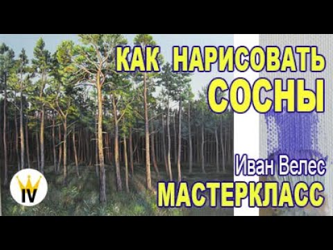 Видео: Как нарисовать сосну, сосновый лес, мастеркласс по живописи.