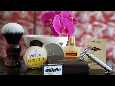 Видео: Бритьё №18 т образной бритвой Gillette Heritage Haslinger Sandalwood Gillette Platinum Stetson Yaqi
