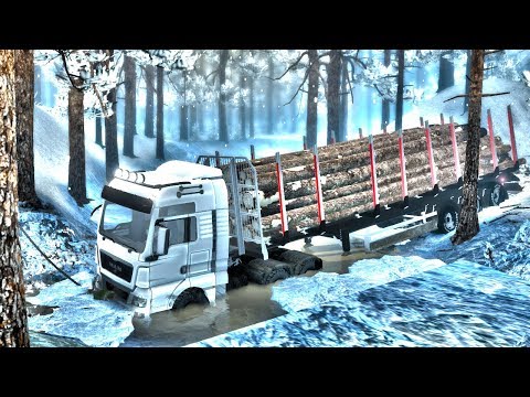 Видео: Провалился под Лед в Реку, Лед Треснул от Груза - SpinTires