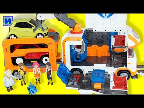 Видео: Тоботы трансформеры: Тобот База машинка микроавтобус с прицепом. Доктор Но и Песобот. Tobot Base.