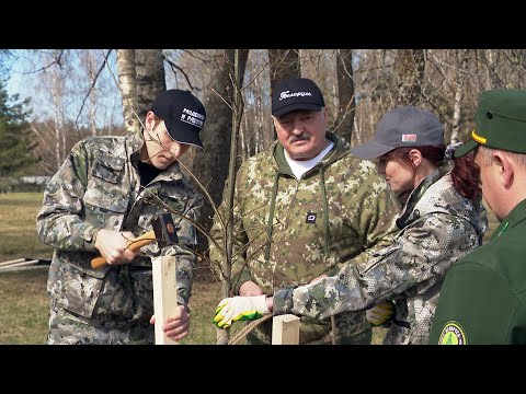 Видео: Лукашенко на субботнике: Привет! Ну что, будем высаживать?
