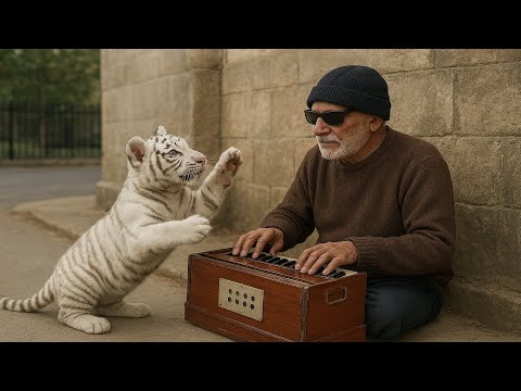 Видео: Белый тигрёнок умоляет слепого музыканта о помощи — то, что произошло дальше, доведёт вас до слёз