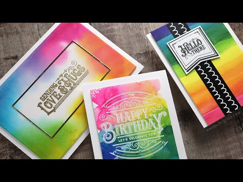 Видео: ТАК ЯРКИЙ! 3 радужных акварельных фона с разными типами красок