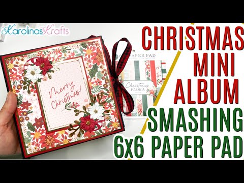 Видео: Рождественский мини-альбом, созданный на основе целого бумажного блокнота формата 6x6 с использов...