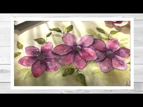 Видео: Легкие идеи акварельной живописи, цветы