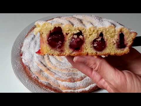 Видео: Пирог "Улитка"с черешней(вишней) песочное тесто