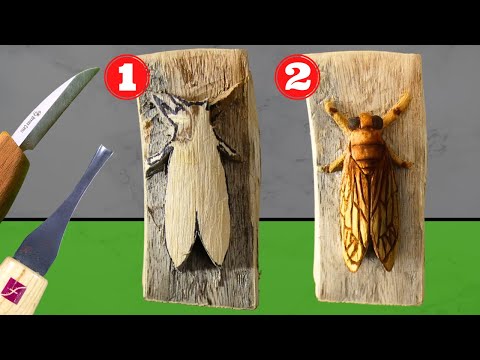 Видео: Kак легко вырезать деревянную цикаду ножами для резьбы по дереву.