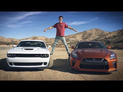 Видео: Битва года. Hellcat vs GT-R. Что круче? V8 707 лс vs V6 565 лс.
