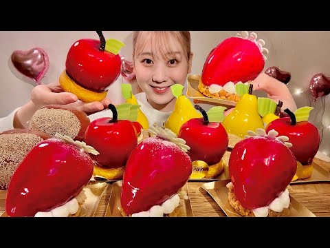 Видео: ASMR фруктовый торт【русские субтитры】【Mukbang/ Eating Sounds】