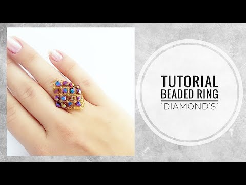 Видео: #МК - Кольцо Ромб из бисера и биконусов | #Tutorial - Ring Rhombus bead and bicone