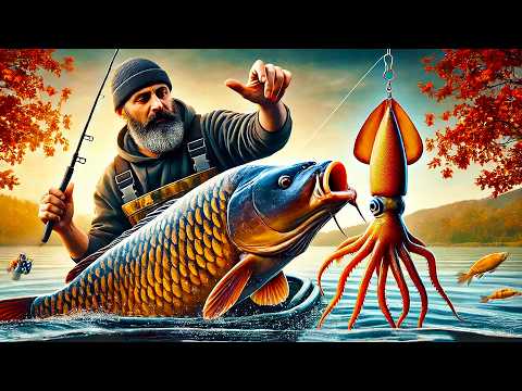 Видео: Когда у всех не клюёт – карп на кальмара только у меня!