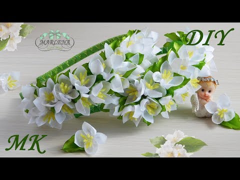 Видео: Жасмин канзаши мастер класс 👐. Ободок с цветами жасмина 🌼 МК/DIY