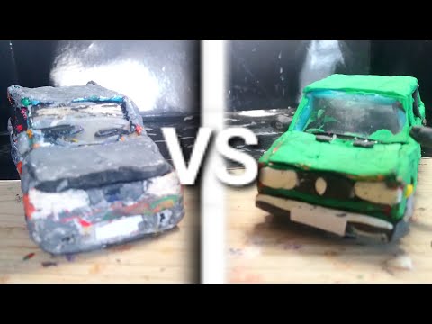 Видео: Краш-тест 2104 и 2115 лоб в лоб из пластилина! #automobile #краштест 